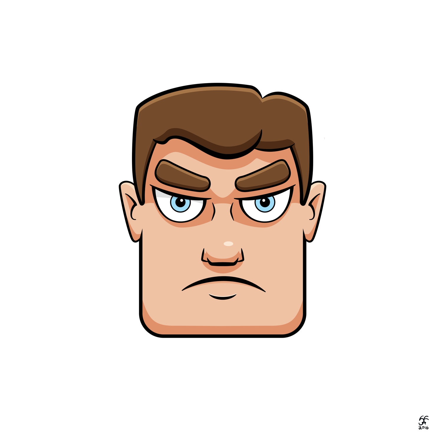 A vector illustrator of a grouchy looking face.