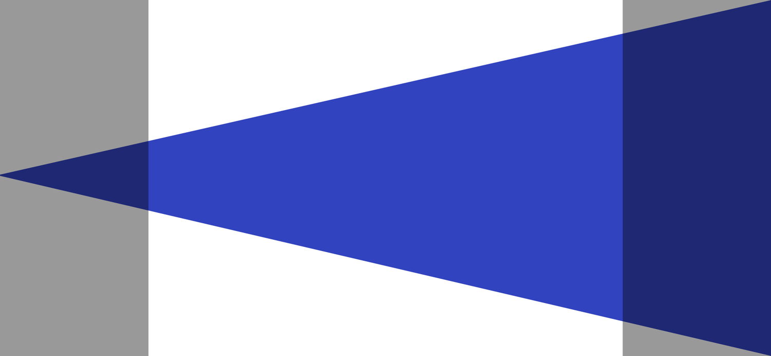 A large blue triangle covers the entire image. At the left and right of the image are grey bars that mark where this triangle would be clipped on an iPad.