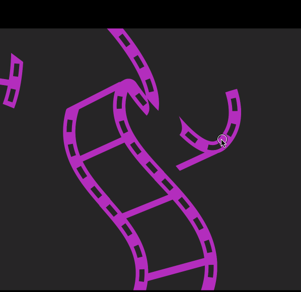 Animated gif showing the effects of pressing the right mouse button and dragging left or right on macOS. It turns a purple puzzle piece.