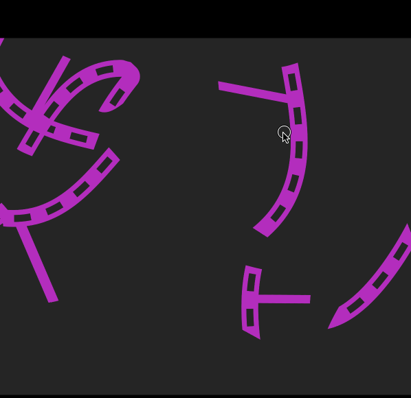 Animated gif showing the effects of pressing the right mouse button and dragging left or right on macOS. It turns a purple puzzle piece, correctly rotating it from its start position.